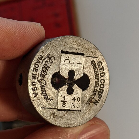 Greenfield Tap & Die Tool Set A-1 Little Giant Screw Plate Wood Box - INCOMPLETE - Picture 11 of 15